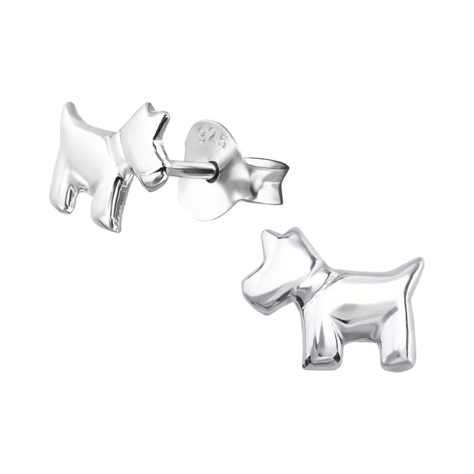 Montebello Oorbellen Hondje - 925 Zilver E-Coating - Westie / dier - 8x6mm