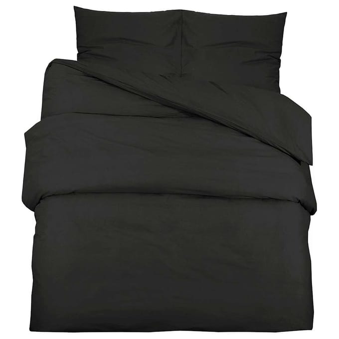 vidaXL - Dekbedovertrekset - 155x220 - cm - katoen - zwart
