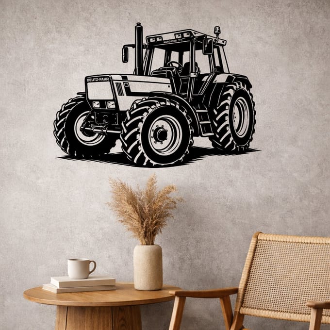 BR2Laser Deutz Agrostar – Wanddecoratie – Lasergesneden Hout – Tractor kunst – 75 cm Breed