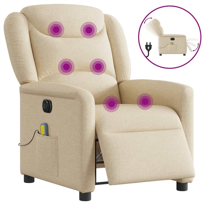 vidaXL - Massagestoel - elektrisch - verstelbaar - stof - crèmekleurig