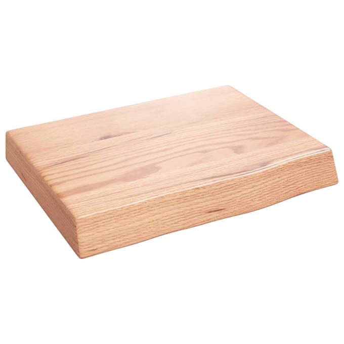 vidaXL - Wastafelblad - 40x30x(2-6) - cm - behandeld - massief - hout - lichtbruin