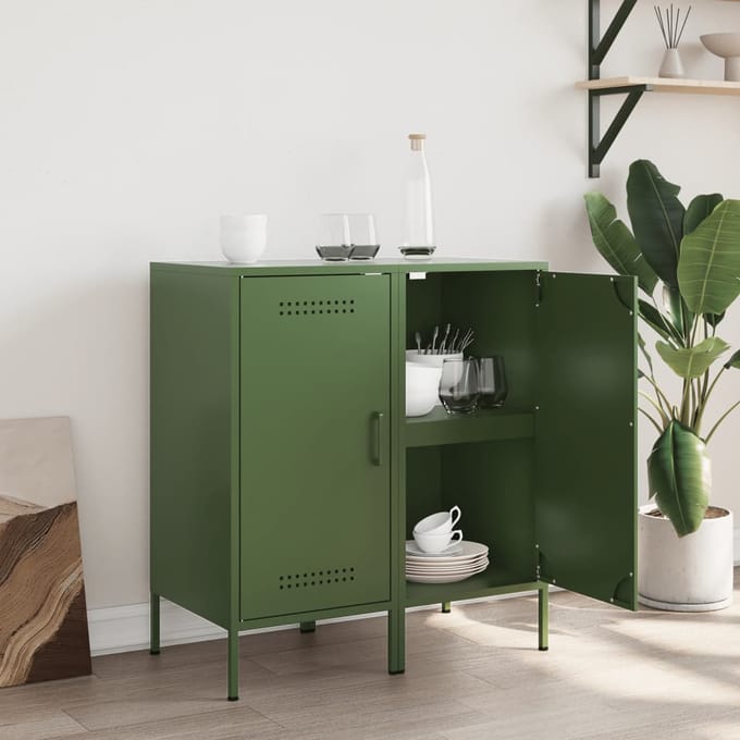 vidaXL - Dressoirs - 2 - st - 36x39x79 - cm - staal - olijfgroen