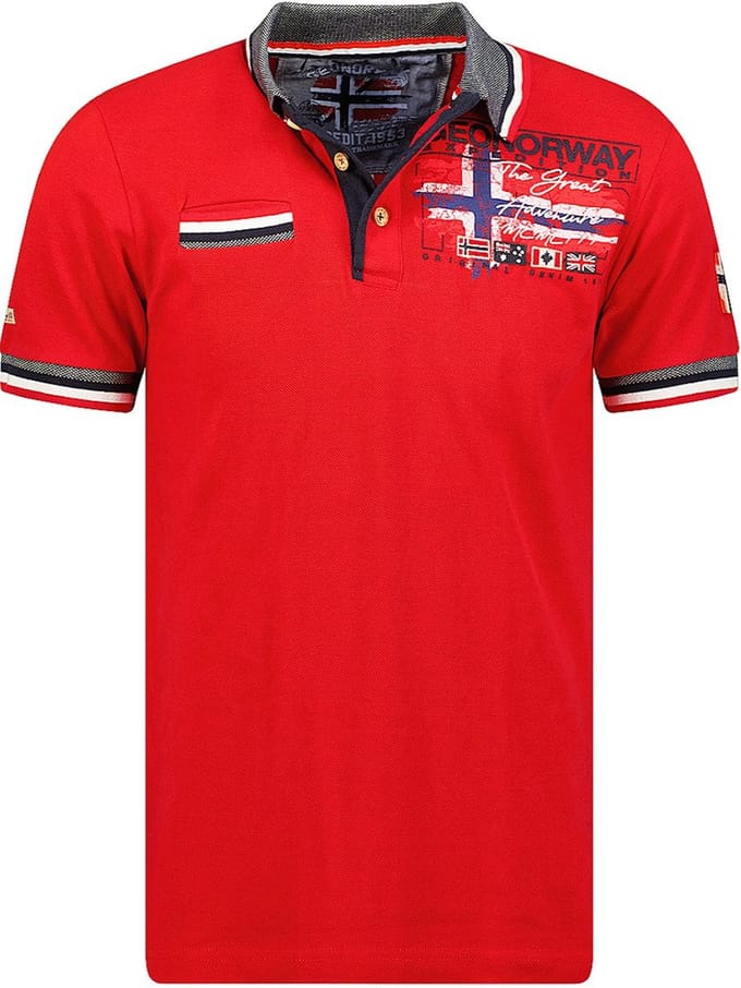 Geographical Norway Denim Polo Shirt Met Borstzakje Krusty - M