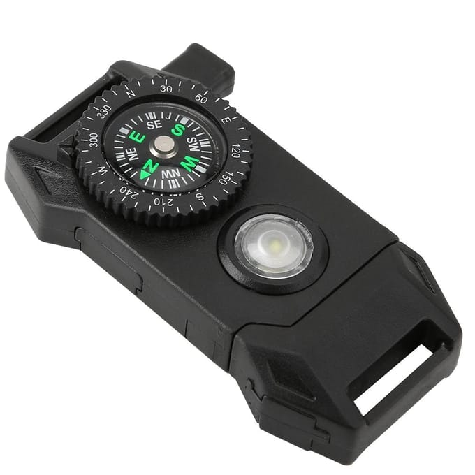 Buiten Multifunctioneel Overlevingsgereedschap Noodgesp LED-licht Kompas Armband Accessoire black