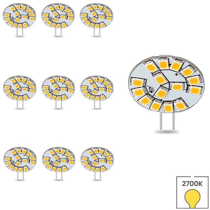Lybardo - G4 LED Lamp / GU4 LED - 10-pack - 12 volt - 2W - 2700K Warmwit Licht - 160 lumen - Vervangt 20W