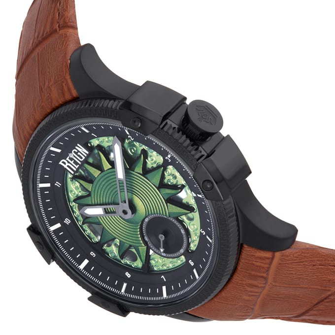 Reign Solstice Automatisch semi-skelet horloge - bruin/groen