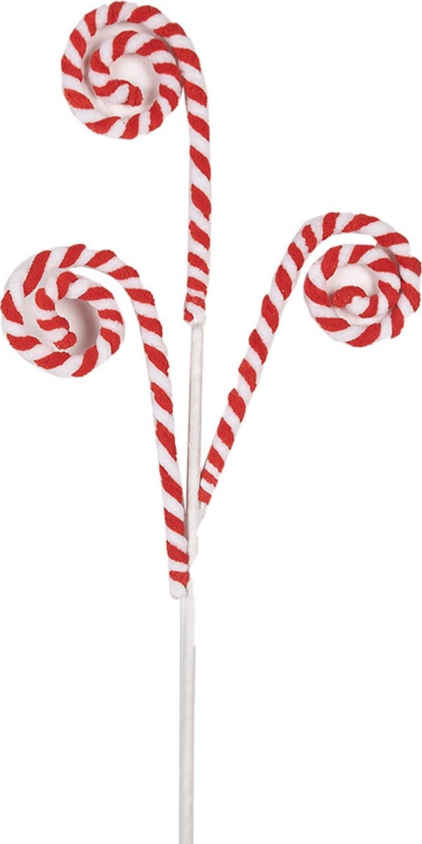 Clayre & Eef Kerstdecoratie Zuurstok 66 cm Rood Kunststof