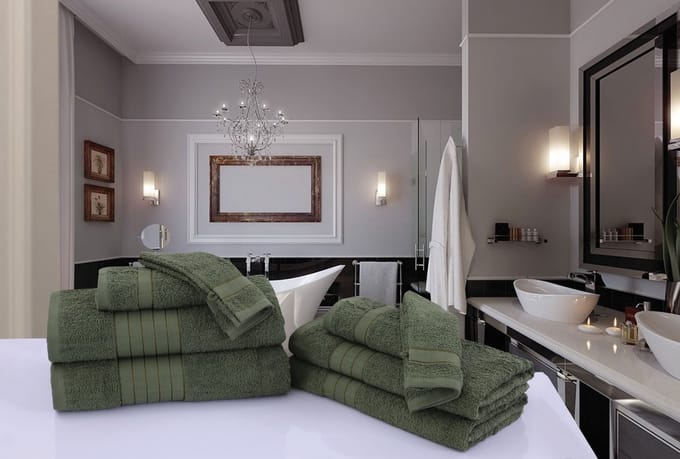 Good Morning uni handdoek effen kleur - Handdoekenset 8 - Groen - Badstof