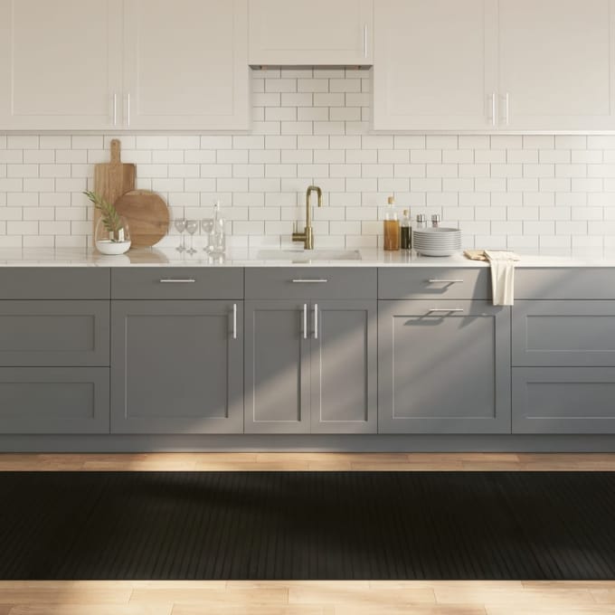 vidaXL - Vloerkleed - rechthoekig - 100x300 - cm - bamboe - zwart