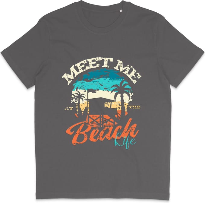 Dames Heren T Shirt - Beach Life - Zomer - Grijs - M