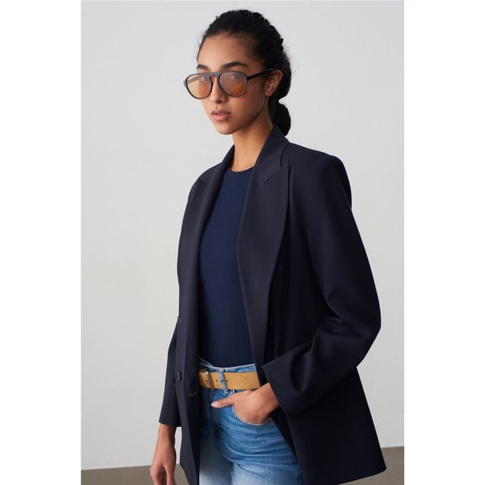 Oversized Lange Crepe Blazer Jas