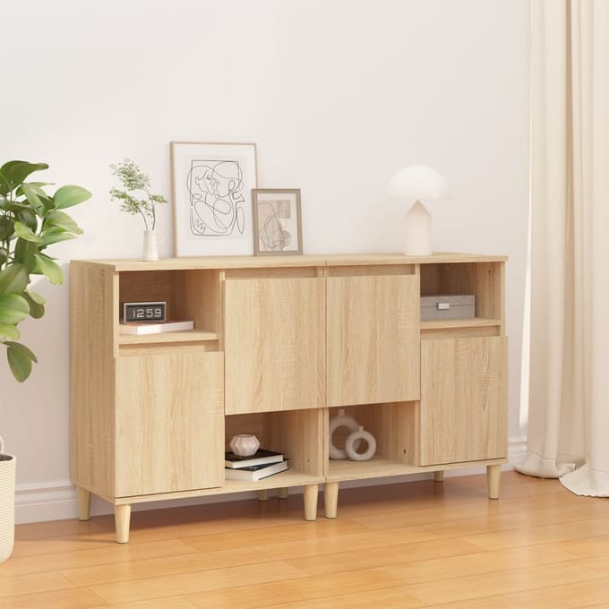 vidaXL - Dressoirs - 2 - st - 60x35x70 - cm - bewerkt - hout - sonoma - eikenkleurig