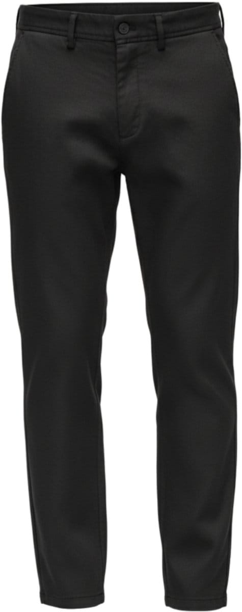OMBRE Broek - Slim Fit - Katoen - Knopen Zwart M