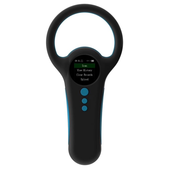 Draagbare draagbare dierenchipscanner 1,4 inch TFT LCD-scherm Chiplezer Oplaadbare dierentags 0 zwart