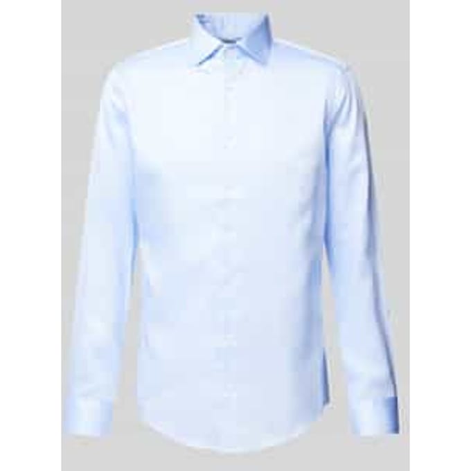 Seidensticker slim fit overhemd - popeline - blauw - Strijkvrij - Boordmaat: 41