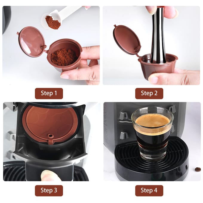 3PCS Herbruikbare Koffiepads Navulbare Koffie Capsules Compatibel met Dolce Gusto Navulbare Koffie bruin