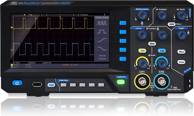 Peaktech 1403 - oscilloscoop - 2 kanaal - 500 MS/s - 50 MHz