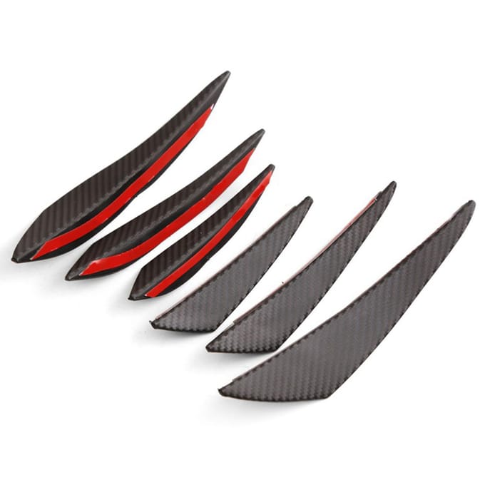 6 Stuks Voorbumper Diffuser Vinnen Koolstofvezel Stijl Zijdelingse Canards Lip Decoratie Body Spoiler Universele Pasvorm black
