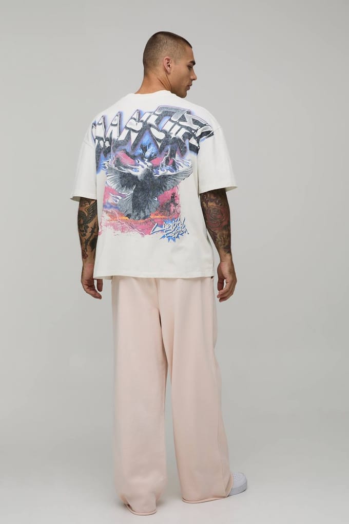 Wijde Pijpen Jogger Met Ruwe Zoom | Pink | Size Large