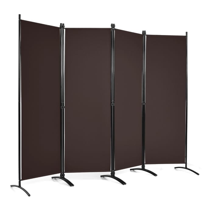 Coast 4-delige 173 cm High Room Divider draagbare partitie met stalen frame bruin