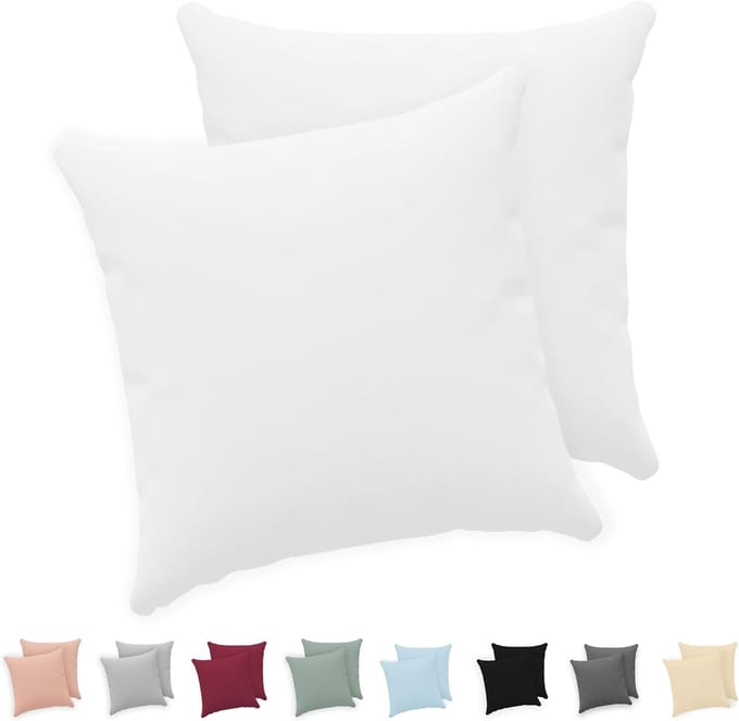 Set van 2 Kussenslopen 40x40 cm Katoen Jersey Wit met Ritssluiting