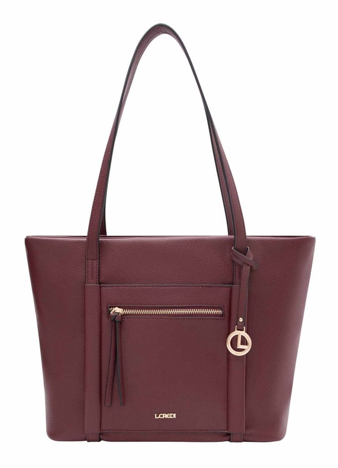 L.CREDI shopper schoudertas Merle Shopper Wine wijnrood