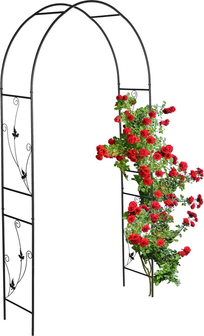 tuinboog metaal - 227 x 114 x 37 cm - zwart