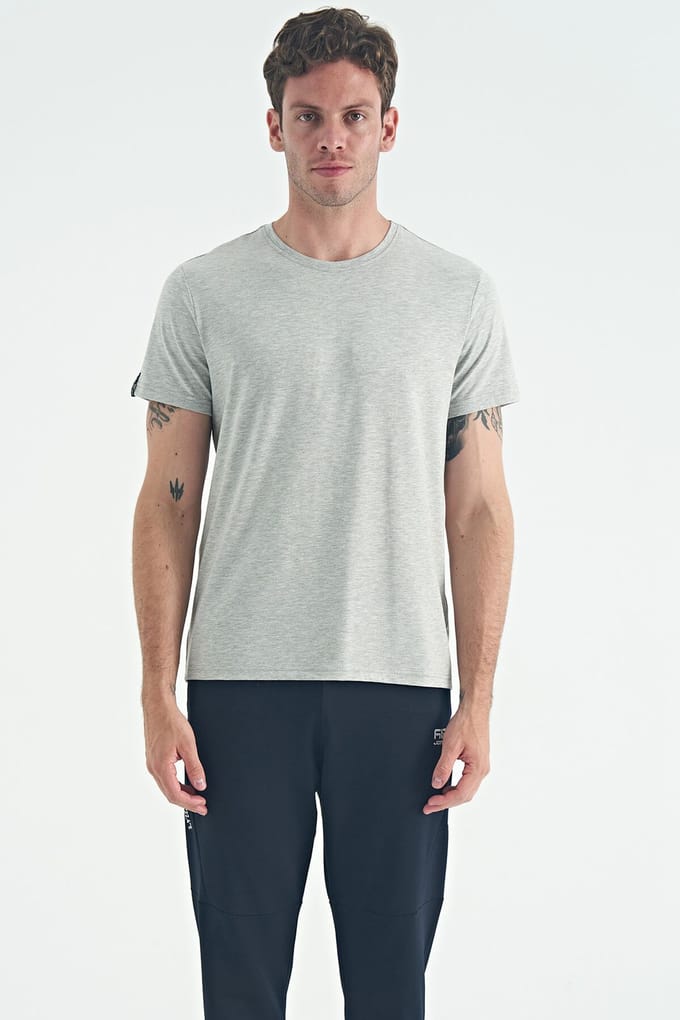 Heren Katoen Elastaan Ronde Hals T-Shirt