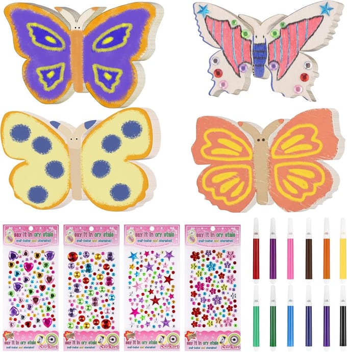 Knutselset Vlinders - Creatieve Kit - Kinderen Knutselen - 56 Delige Set - 30x22x4 cm