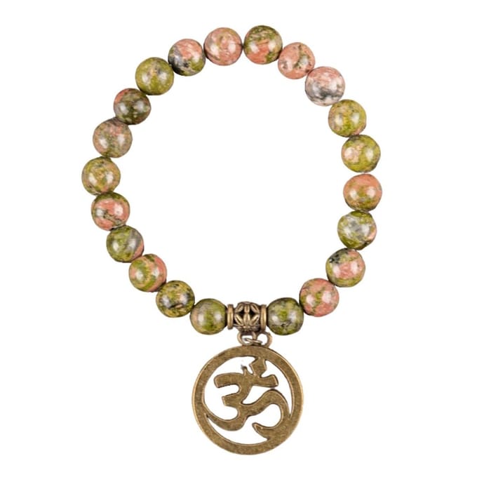 Marama Bodhi Armband – Kokosnoot & Tibetaanse Agaat – Ohm Hanger – Elastisch