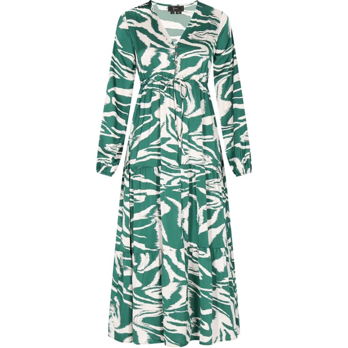 Faina Jurk Dames Groen gebroken wit