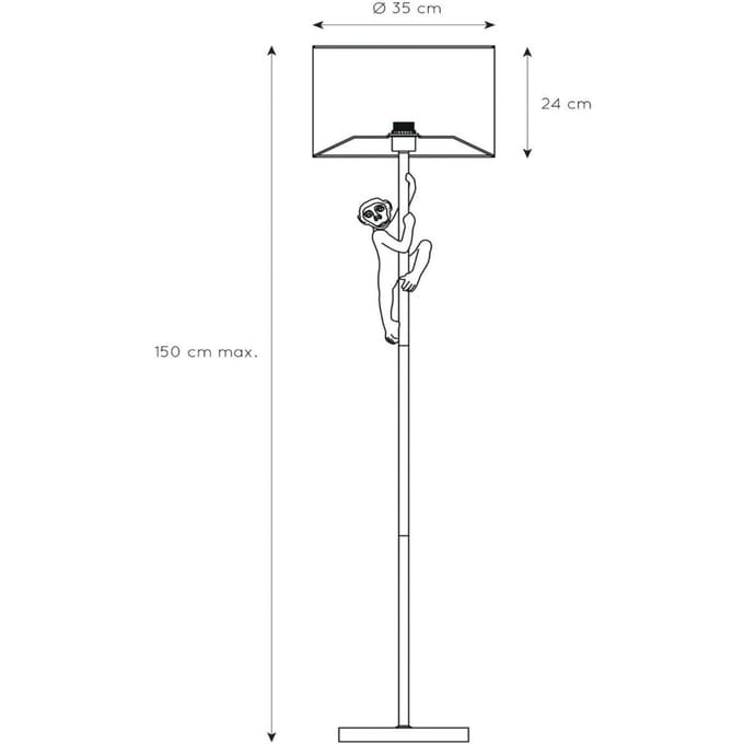Lucide EXTRAVAGANZA CHIMP - Vloerlamp - Ø 35 cm - 1xE27 - Zwart
