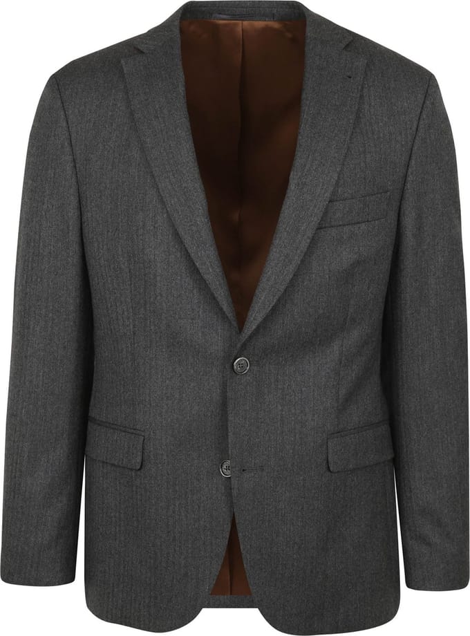 Suitable Prestige Colbert Wol Herringbone Grijs - Maat 52 - Heren blazer