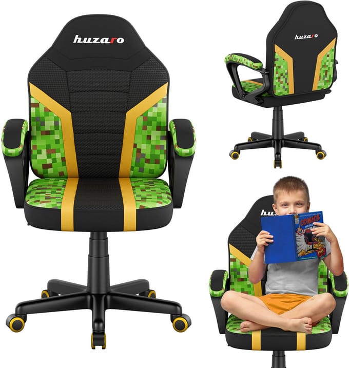 Huzaro Ranger 1.0 Pixel Mesh - Kinder Gaming Stoel - Bureaustoel voor Kinderen - Groen/zwart