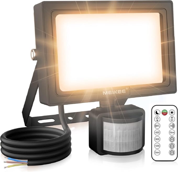 Krachtige LED Buitenlamp met Bewegingssensor & Afstandsbediening - Warm Wit Licht