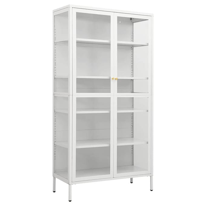 vidaXL - Vitrinekast - 90x40x180 - cm - staal - en - gehard - glas - wit