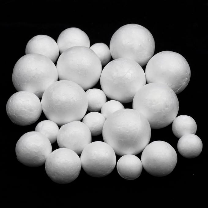 24 Stuks Schuimballen Wit - Diverse Maten Polystyreen Knutselmateriaal