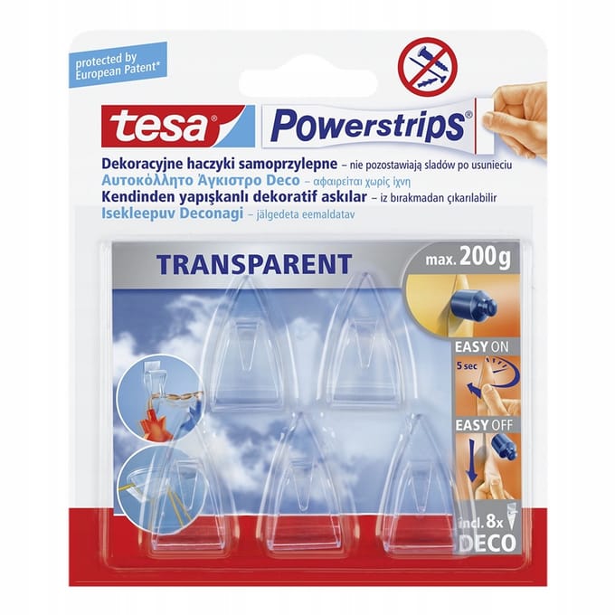 Tesa - Haken - Zelfklevend - Transparant - Powerstrips