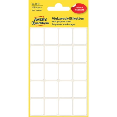 Etiket avery zweckform 3043 22x18mm wit 120 Etiketten