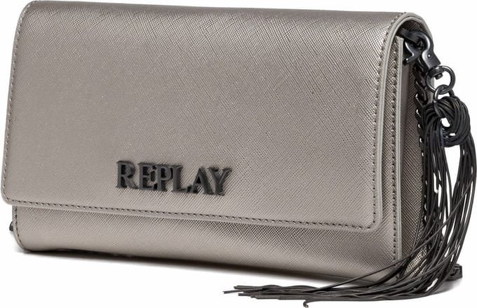 REPLAY Schoudertas Koppeling Crossbody Bag Shiny Silver Zilverkleurig