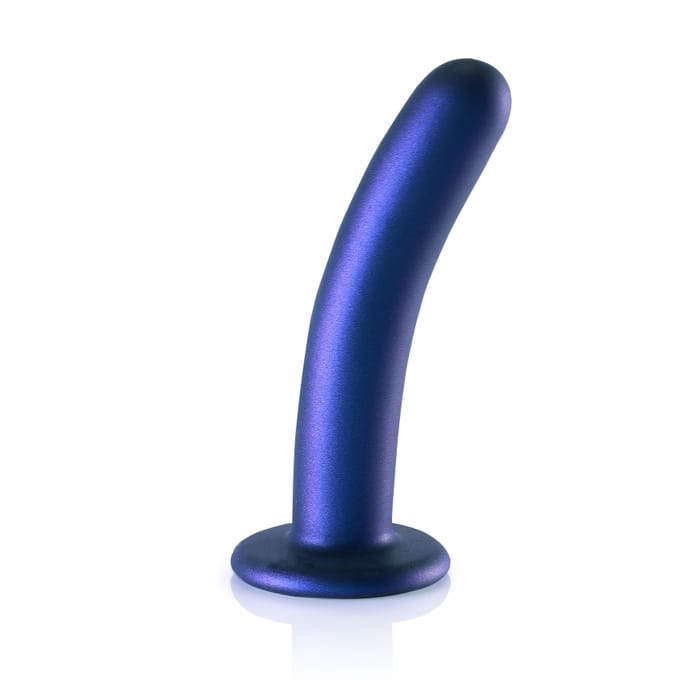 Ouch! by Shots Zachte siliconen G-Spot Dildo - 6'' / 14,5 cm - Metallic - Blauw