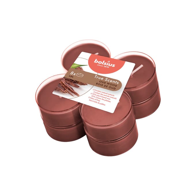 Bolsius Maxi Waxinelichtjes True Scents Oud Wood 8 Stuks
