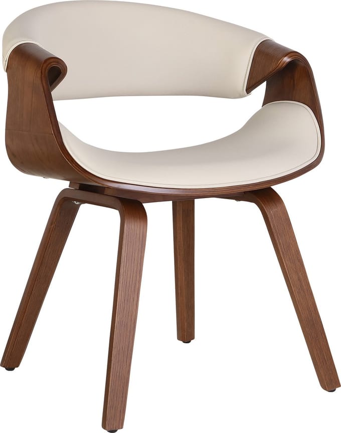 CLP Foley Eetkamerstoel - Met armleuning - Houten frame - creme Kunstleer