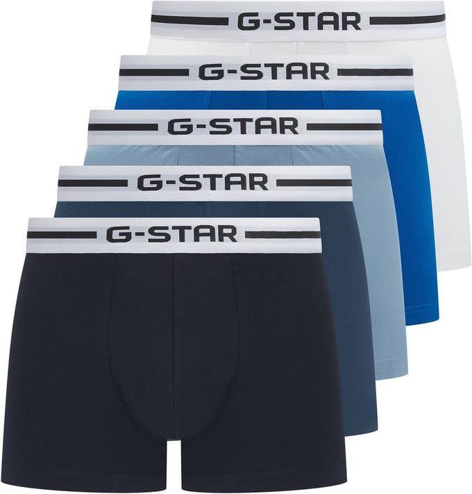 G-Star Heren Boxershorts Trunks HEMLOCK 5-Pack Multipack Zwart/Blauw/Wit - Maat S