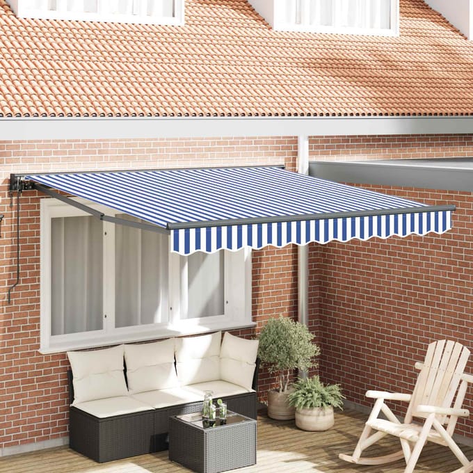 vidaXL Zijde Frame Blauw en Wit 300 x 250 cm Polyester met PU-coating