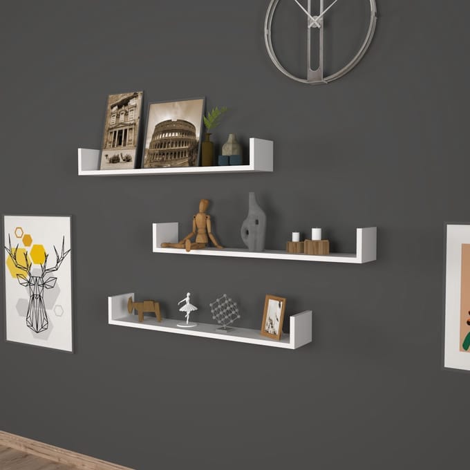 Wandplank set van 3 Höganäs 12x90x15 cm wit
