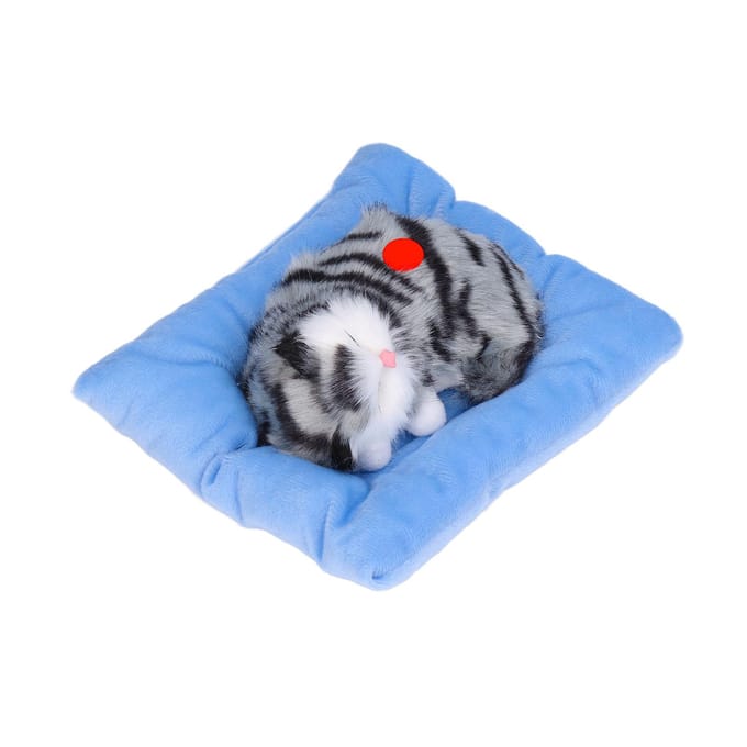 Nep Katten Slapende Kitten Pop Speelgoed Simulatie Slapende Kat Op Kussen Interactief Huisdierspeelgoed met Geluid gray