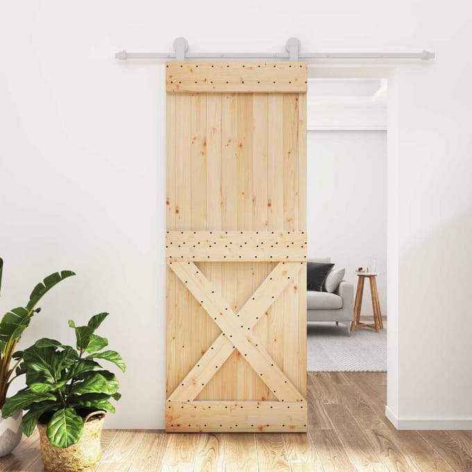 vidaXL - Schuifdeur - 80 - x - 210 - cm - Massief - Pine - Hout - (Onbehandeld)