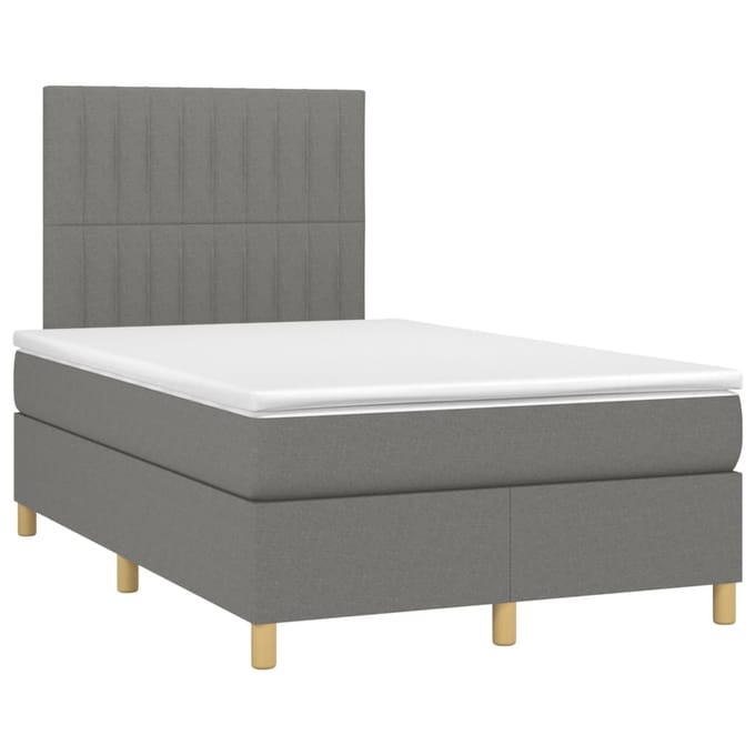 vidaXL - Boxspring - met - matras - en - LED - stof - donkergrijs - 120x200 - cm