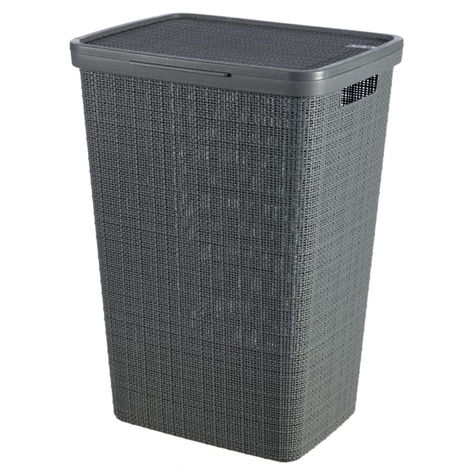 Curver Jute Wasmand met deksel - 58 liter - Donkergrijs